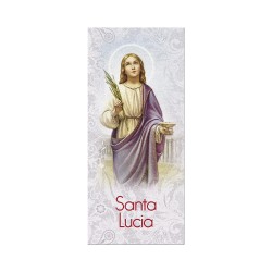 Segnalibro in pregiato cartoncino perlato di Santa Lucia con preghiera a retro
