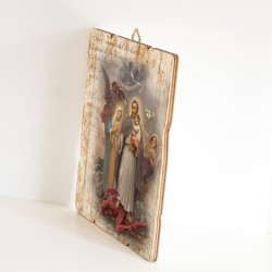 Quadro in legno sagomato stile vintage di San Giuseppe protettore della Sacra Famiglia