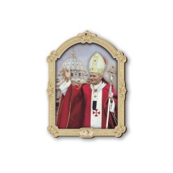 Quadretto di Papa Giovanni Paolo II in cornice barocca