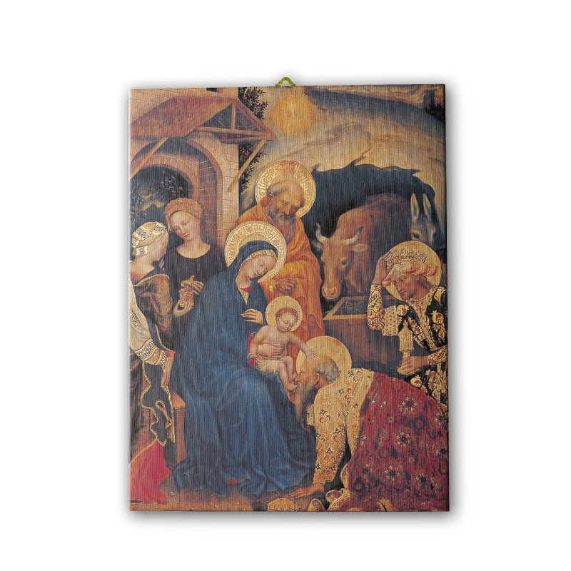 Tela pittorica intelaiata dell'Adorazione dei Magi dipinta da Gentile da Fabriano Tela pittorica intelaiata dell'Adorazione dei Magi dipinta da Gentile da Fabriano