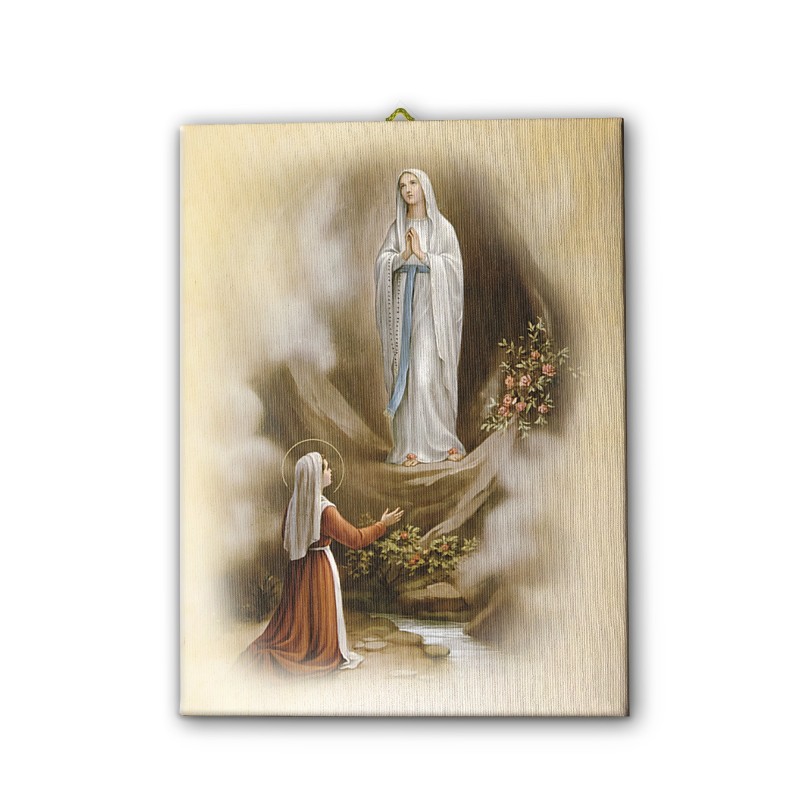 Tela pittorica intelaiata della Madonna di Lourdes Tela pittorica intelaiata della Madonna di Lourdes