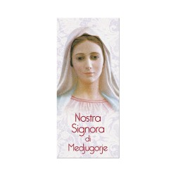 Segnalibro in pregiato cartoncino perlato della Madonna di Medjugorje con preghiera a retro