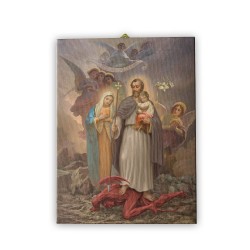 Tela pittorica intelaiata di San Giuseppe protettore della Sacra Famiglia