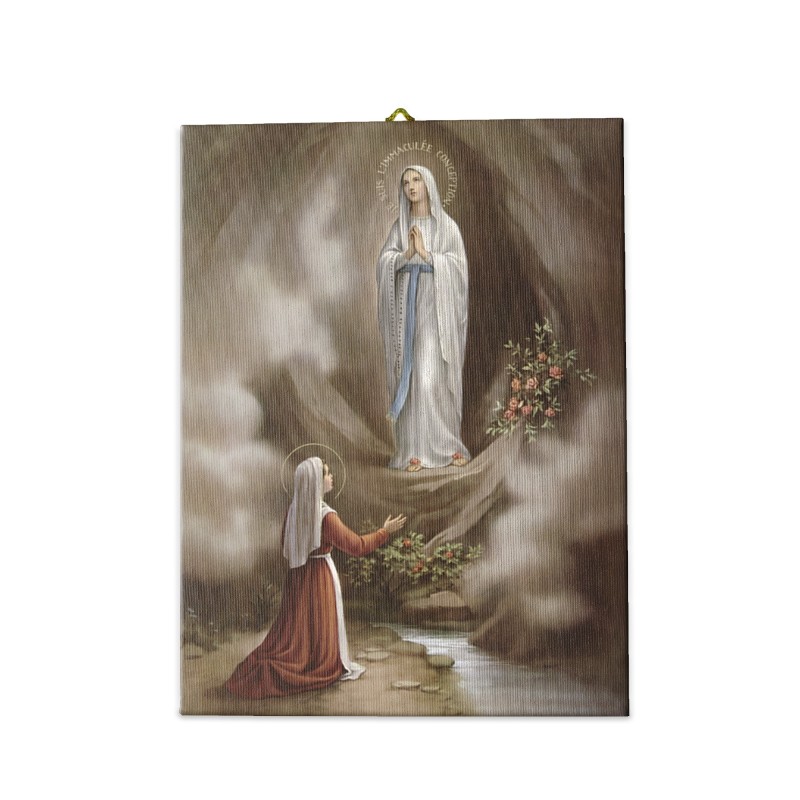 Tela pittorica intelaiata della Madonna di Lourdes Tela pittorica intelaiata della Madonna di Lourdes