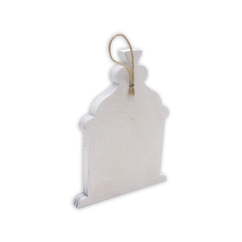 Decorazione natalizia in pioppo bianco stampato Decorazione natalizia in pioppo bianco stampato