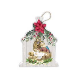 Decorazione natalizia in pioppo bianco stampato
