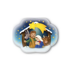 Soprammobile magnetico sagomato in resina porcellanata con presepe per bambini