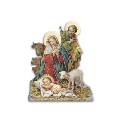 Statuetta magnetica tridimensionale della Natività tradizionale con pecorella