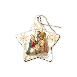 Decorazione natalizia a forma di stella con Natività e angelo