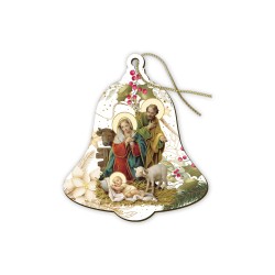 Decorazione natalizia a forma di campana con presepe