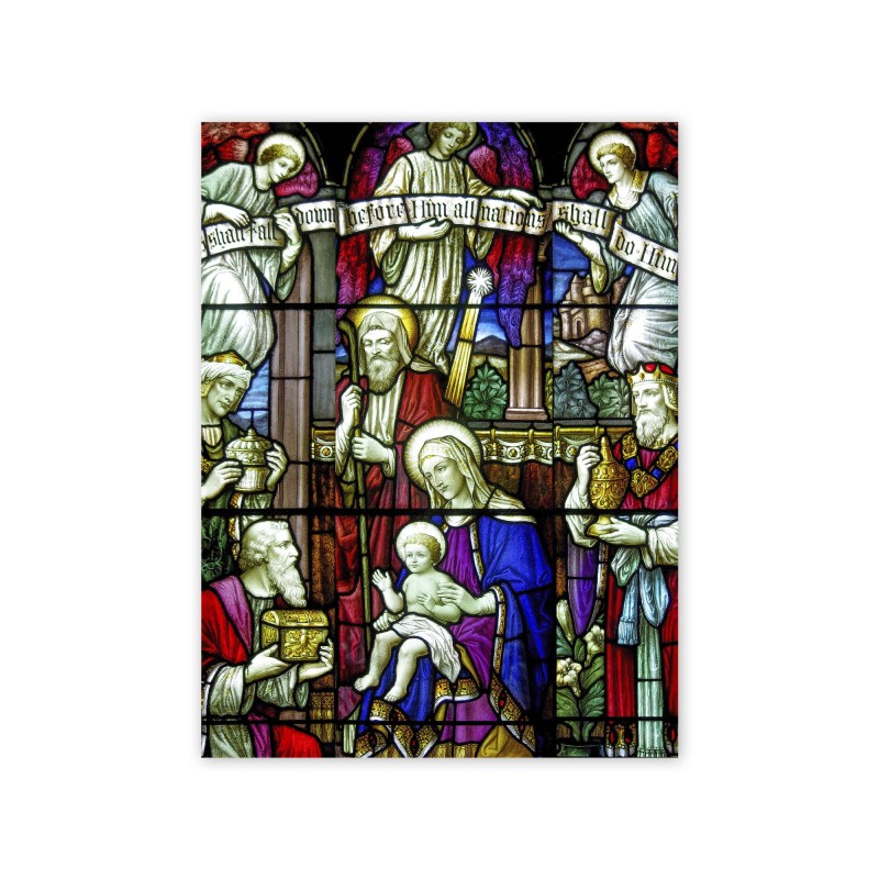 Vetrata adesiva trasparente rimovibile dell'adorazione dei Magi Vetrata adesiva trasparente rimovibile dell'adorazione dei Magi