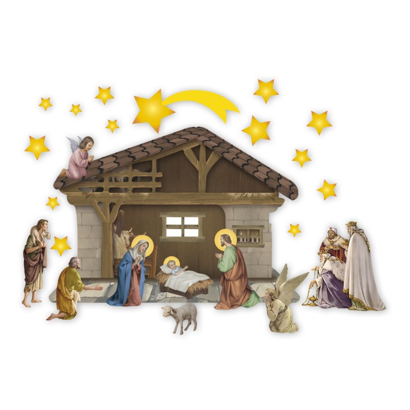 Presepe componibile stampato su materiale adesivo nanotecnologico senza colla Presepe componibile stampato su materiale adesivo nanotecnologico senza colla