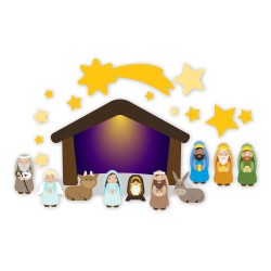 Presepe componibile stampato su materiale adesivo nanotecnologico senza colla