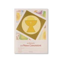 Diploma in carta pergamena per il ricevimento della Prima Comunione