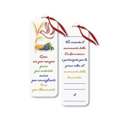 Segnalibro o chiudipacco con i simboli eucaristici della Prima Comunione e della Cresima