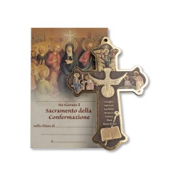 Croce di Cresima in legno con diploma