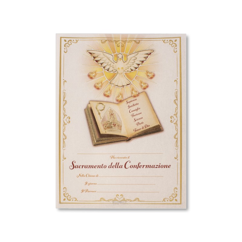 Diploma in carta pergamena per il ricevimento della Cresima Diploma in carta pergamena per il ricevimento della Cresima