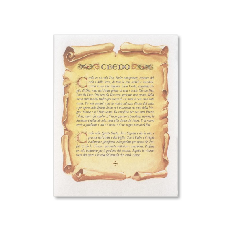 Diploma in carta pergamena con preghiera del Credo Diploma in carta pergamena con preghiera del Credo