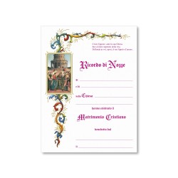Diploma in carta pergamena in ricordo dell'Anniversario di nozze con lo Sposalizio della Vergine di Raffaello