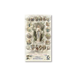 Santino Madonna del Rosario con le miniature dei 20 Misteri con preghiera