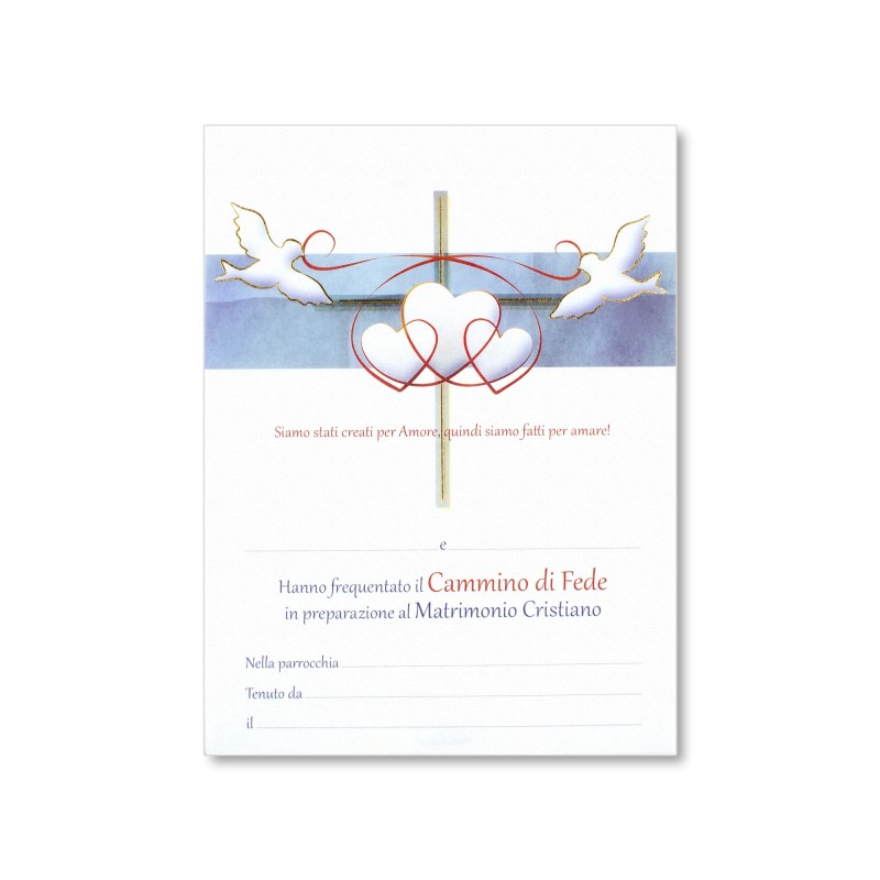 Diploma in carta pergamena in ricordo della preparazione al matrimonio Diploma in carta pergamena in ricordo della preparazione al matrimonio