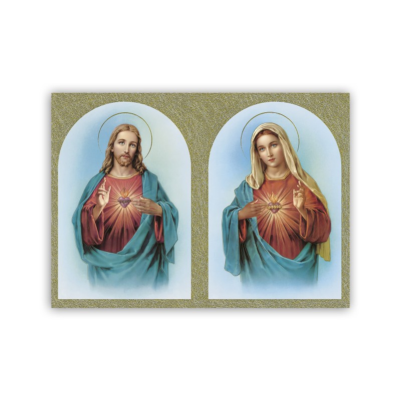 Poster con oro a caldo con l'immagine del Sacro Cuore di Gesù e dell'Immacolato Cuore di Maria Poster con oro a caldo con l'immagine del Sacro Cuore di Gesù e dell'Immacolato Cuore di Maria