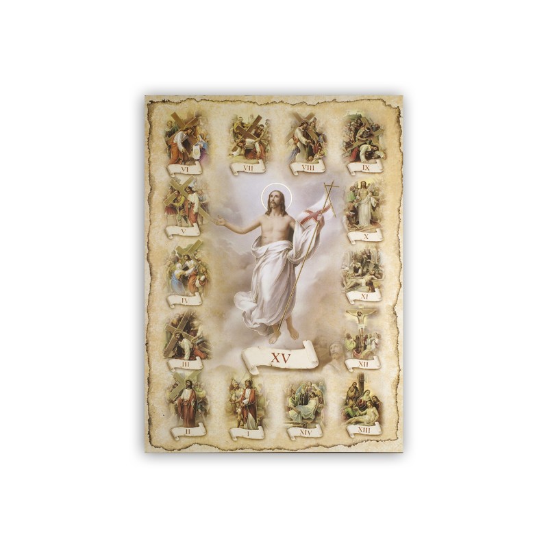 Poster con oro a caldo con l'immagine delle 15 Stazioni della Via Crucis Poster con oro a caldo con l'immagine delle 15 Stazioni della Via Crucis