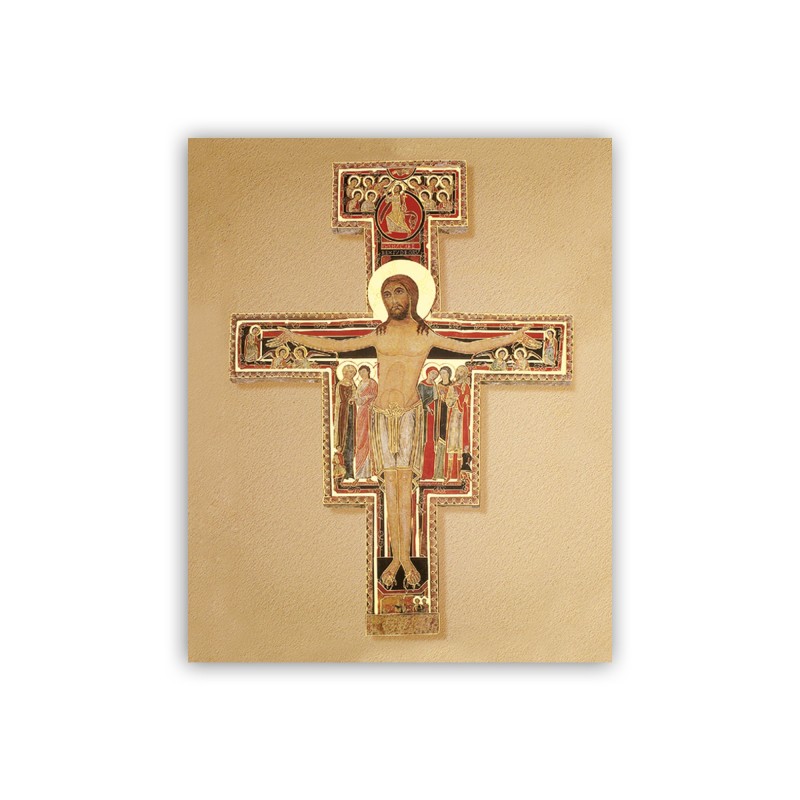 Mini poster con oro a caldo con l'immagine della Croce di San Damiano Mini poster con oro a caldo con l'immagine della Croce di San Damiano