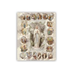 Mini poster con oro a caldo con l'immagine dei Misteri del Santo Rosario