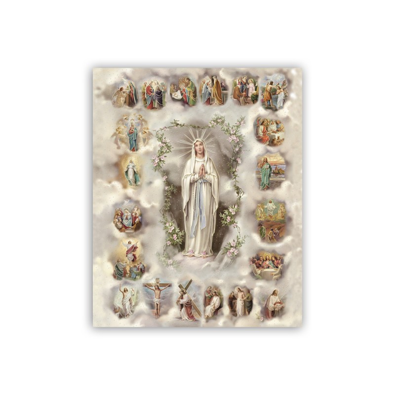 Mini poster con oro a caldo con l'immagine dei Misteri del Santo Rosario Mini poster con oro a caldo con l'immagine dei Misteri del Santo Rosario