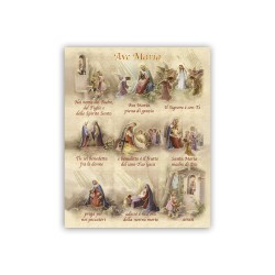 Mini poster con oro a caldo con l'immagine e la preghiera dell'Ave Maria