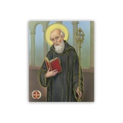 Mini poster con oro a caldo con l'immagine di San Benedetto