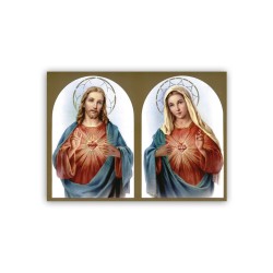 Mini poster con il Sacro Cuore di Gesù e l'Immacolato Cuore di Maria