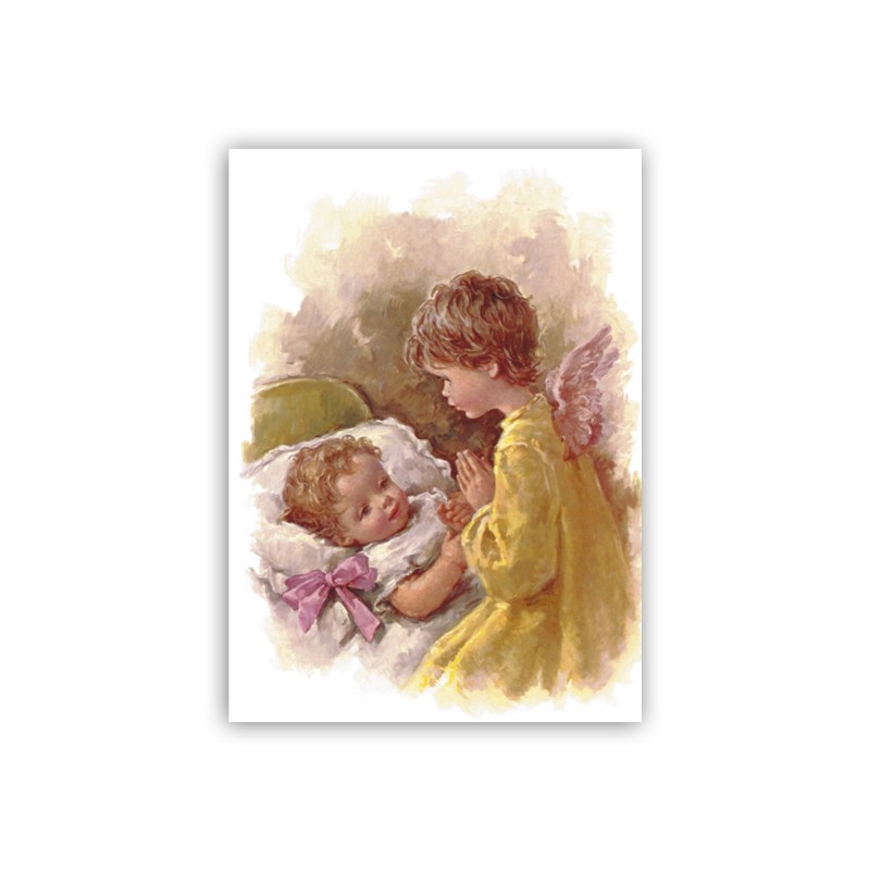 Mini poster angioletto che veglia una bimba mentre dorme