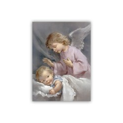 Mini poster Angioletto che veglia un bambino nella culla