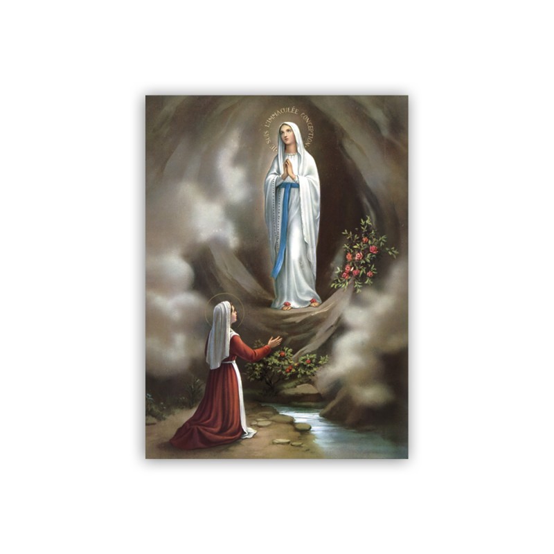Mini poster con l'Apparizione di Lourdes a Bernadette Mini poster con l'Apparizione di Lourdes a Bernadette