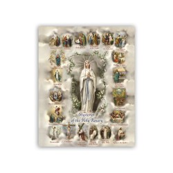 Mini poster con i Misteri del Santo Rosario con testo in inglese