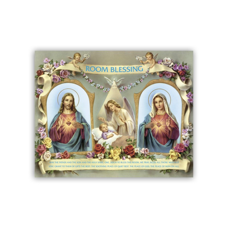 Mini poster con il Sacro Cuore di Gesù e l'Immacolato Cuore di Maria per la Benedizione della cameretta con testo in inglese Mini poster con il Sacro Cuore di Gesù e l'Immacolato Cuore di Maria per la Benedizione della cameretta con testo in inglese