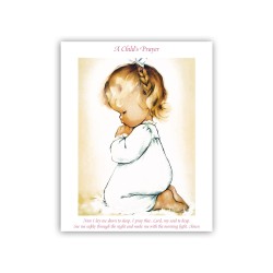 Mini poster con bimba in preghiera con testo in inglese