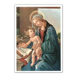 Stampa in formato postale con l'immagine della Madonna con Bambino o Madonna del Libro di Sandro Botticelli
