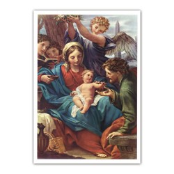 Stampa in formato postale con l'immagine del Riposo durante la fuga in Egitto di Francesco Mancini