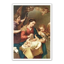 Stampa in formato postale con l'immagine della Vergine della fascia di Murillo