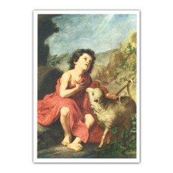 Stampa in formato postale con l'immagine di Giovanni Battista con l'agnello di Murillo
