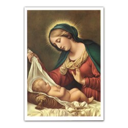 Stampa in formato postale con l'immagine della Madonna del velo di Carlo Dolci