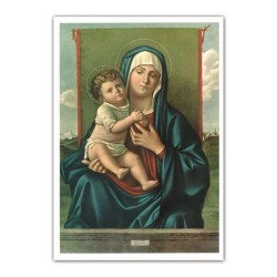 Stampa in formato postale con l'immagine della Madonna con bambino di Giovanni Bellini
