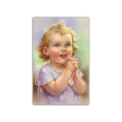 Stampa in formato postale con l'immagine della bimba con medaglia
