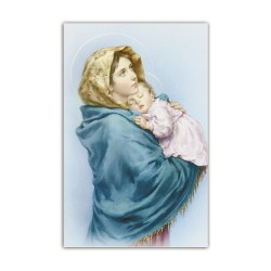 Stampa in formato postale con la Madonnina del Ferruzzi in un delicato sfondo azzurro