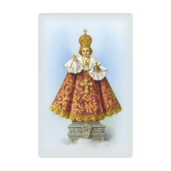 Stampa in formato postale con il Bambino di Praga in un delicato sfondo azzurro