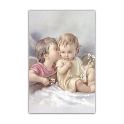 Stampa in formato postale con l'immagine dell'Angelo che da un bacio al bambino