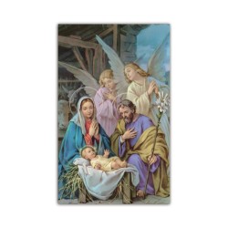 Stampa in formato postale della Natività con angeli